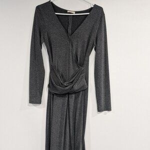 a.x.l. V-Neck Long Sleeve Jersey Dress Grey Size Small